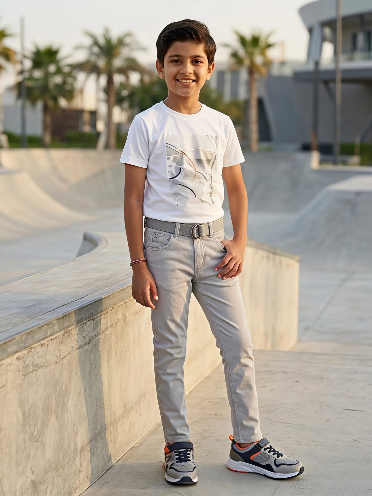 Boys' Slim Fit Stretch Jeans - Light Grey