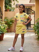 Girls Vibrant Yellow Graphic Print Coordinate Set