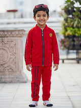 Boys Casual Coordinate Sets Printed Full Sleeves - Red