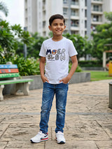 Boys White "The Adventures" Graphic Print T-Shirt