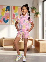 Girls' Pastel Pink Cotton Coordinate Set - Two-Piece Summer Outfit