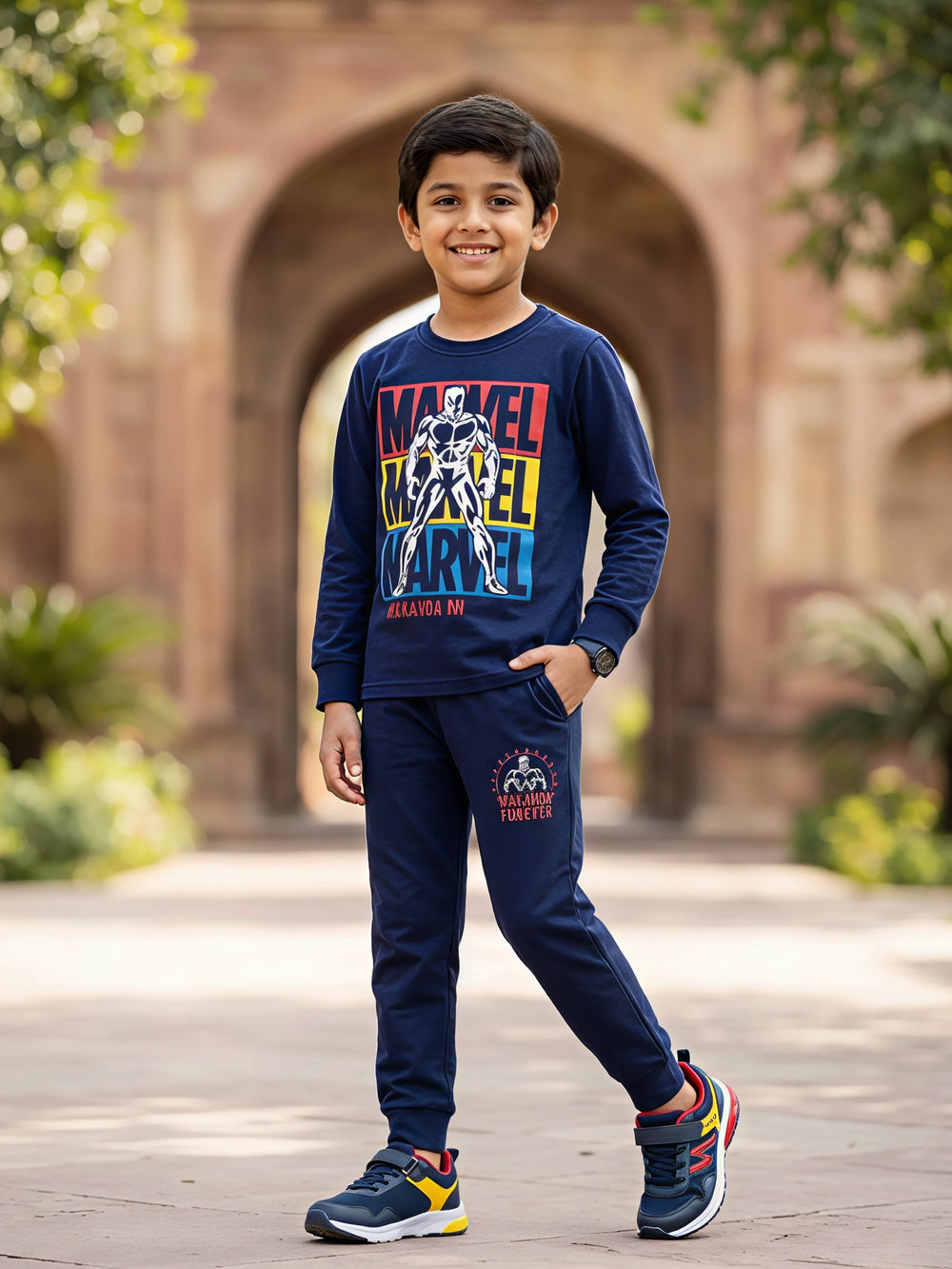 Kids' Marvel Black Panther Long Sleeve Pyjama Set - Navy Blue.