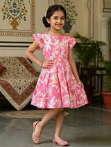Pink Floral Tiered Cotton Frock