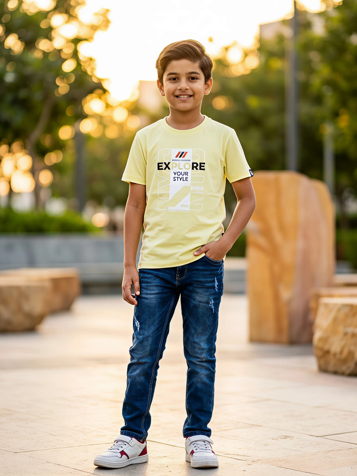 Boys' Sage Green "Explore Your Style" Graphic T-Shirt