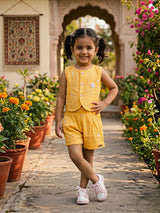 Vibrant Yellow Embroidered Cotton Co-ord Set