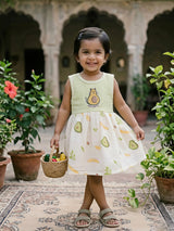 Girls' Mint Green Avo-Cat Cotton Frock