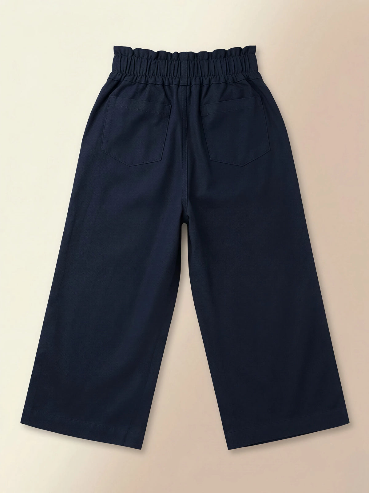 Girls Black Wide-Leg Casual Trousers