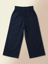 Girls Black Wide-Leg Casual Trousers