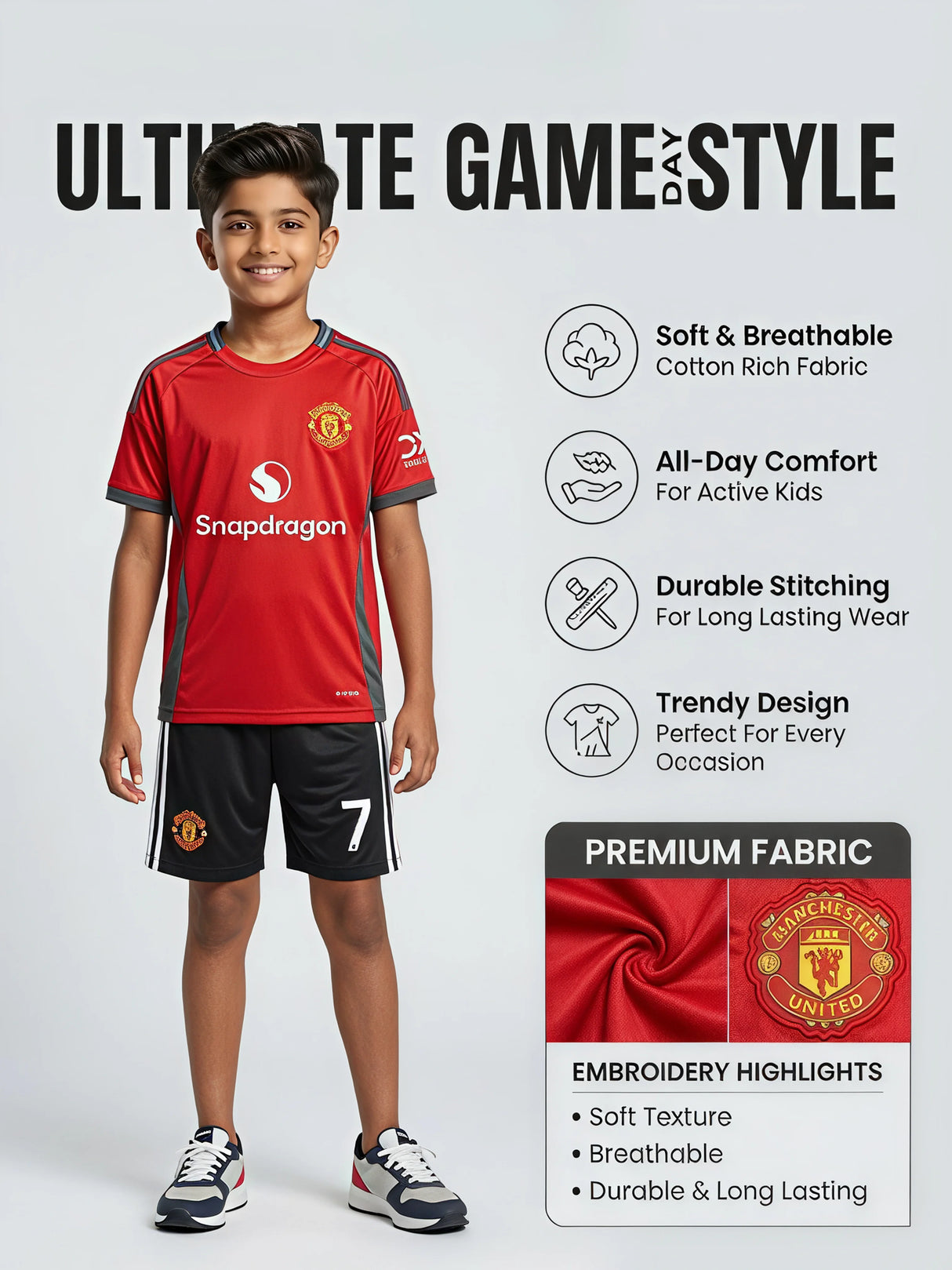 Boys' Red Football Jersey Kit - Premium Sports Coordinate Set