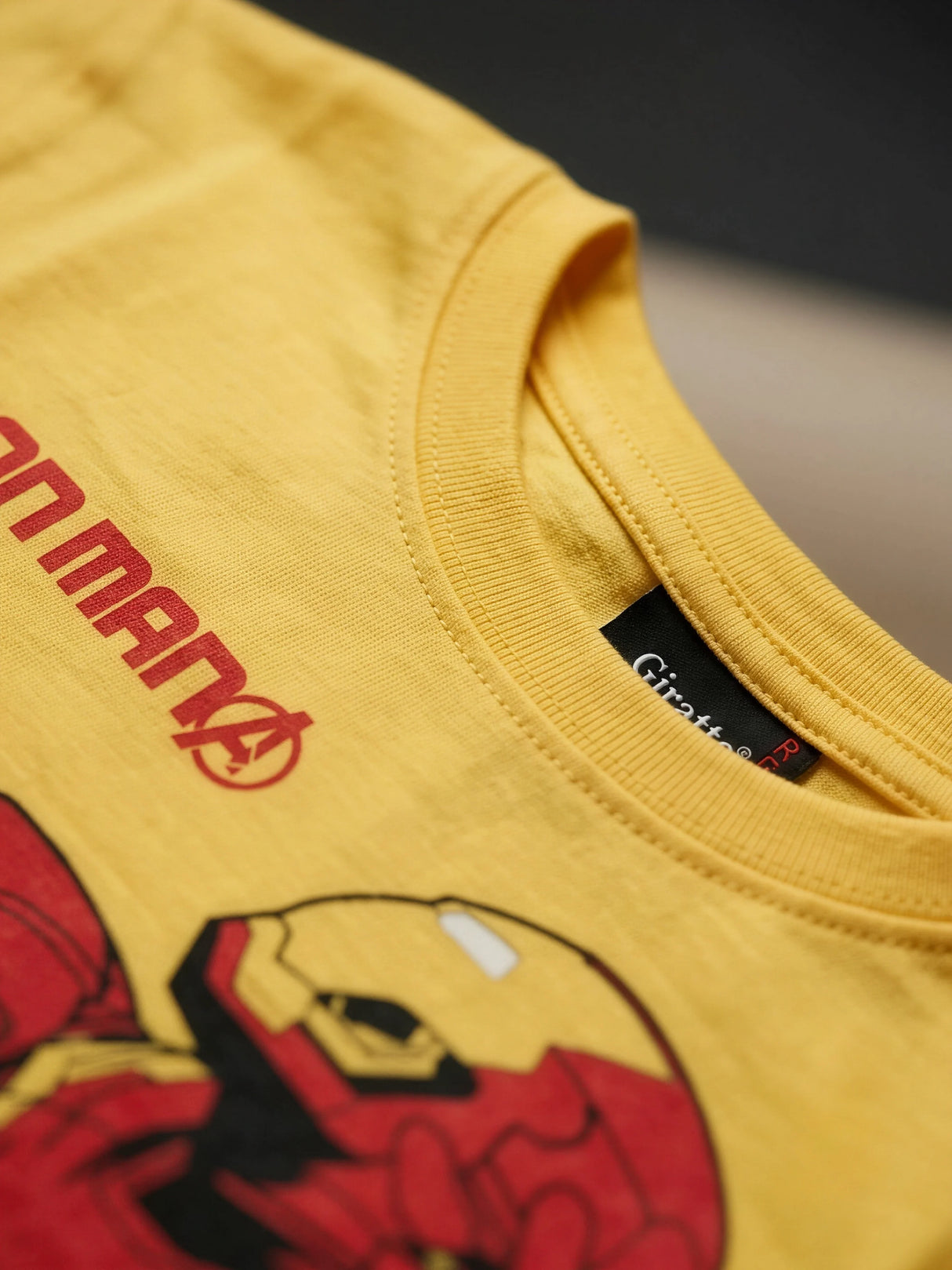 Boys Yellow Iron Man Graphic Cotton T-Shirt