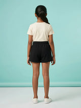 Girls Black Casual Comfort Shorts with Pockets