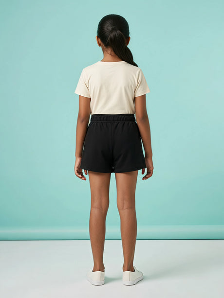 Girls Black Casual Comfort Shorts with Pockets.