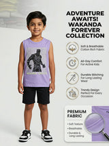 Boys' Purple Black Panther Muscle Tee - Wakanda Forever Print
