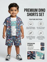 Boys Grey Dinosaur Print Cotton Co-ord Set