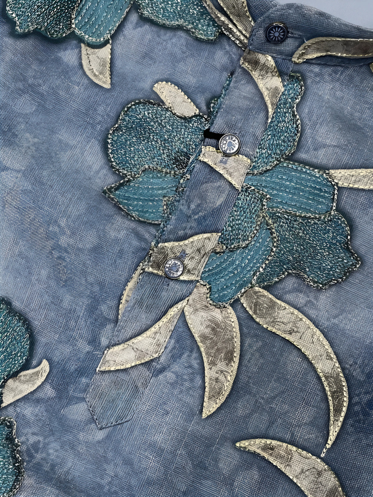 Blue Floral Embroidered Kurta Pajama Set for Boys