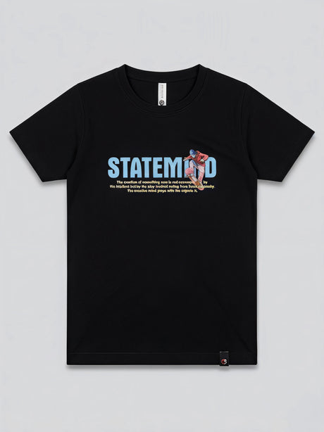 Boys Black Statement Graphic Printed T-Shirt.
