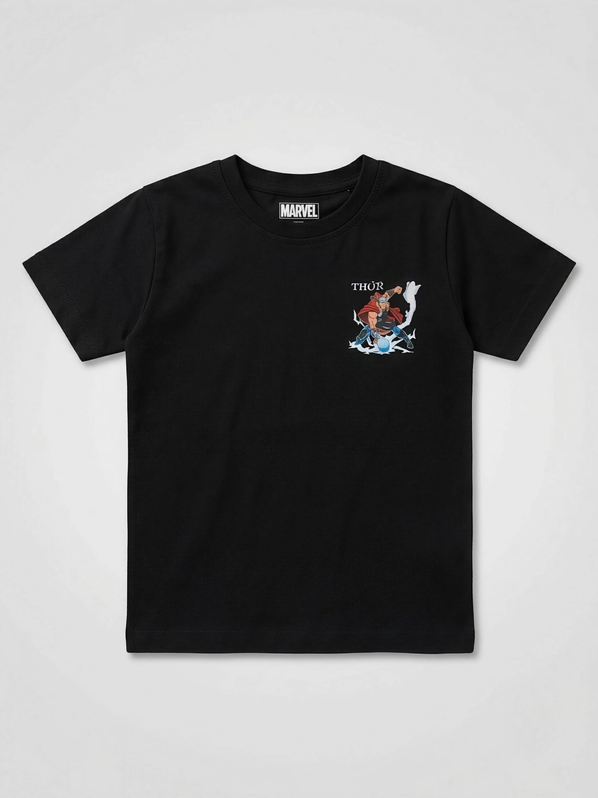 Boys Classic Black Graphic Cotton T-Shirt
