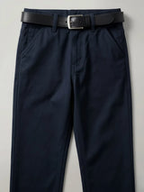 Boys Navy Blue Slim Fit Trousers