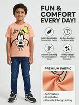 Boys Peach Goofy Graphic Print T-Shirt