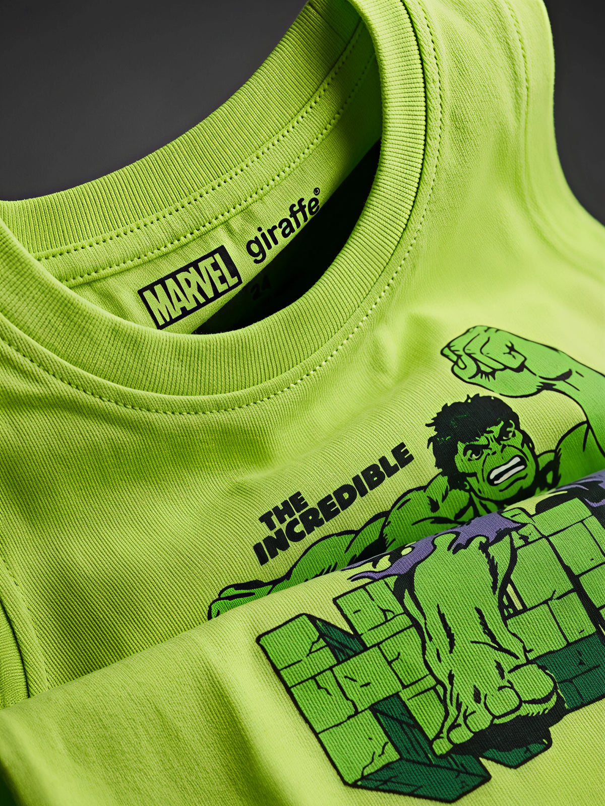 Boys Lime Green Hulk Graphic Print Sleeveless T-Shirt