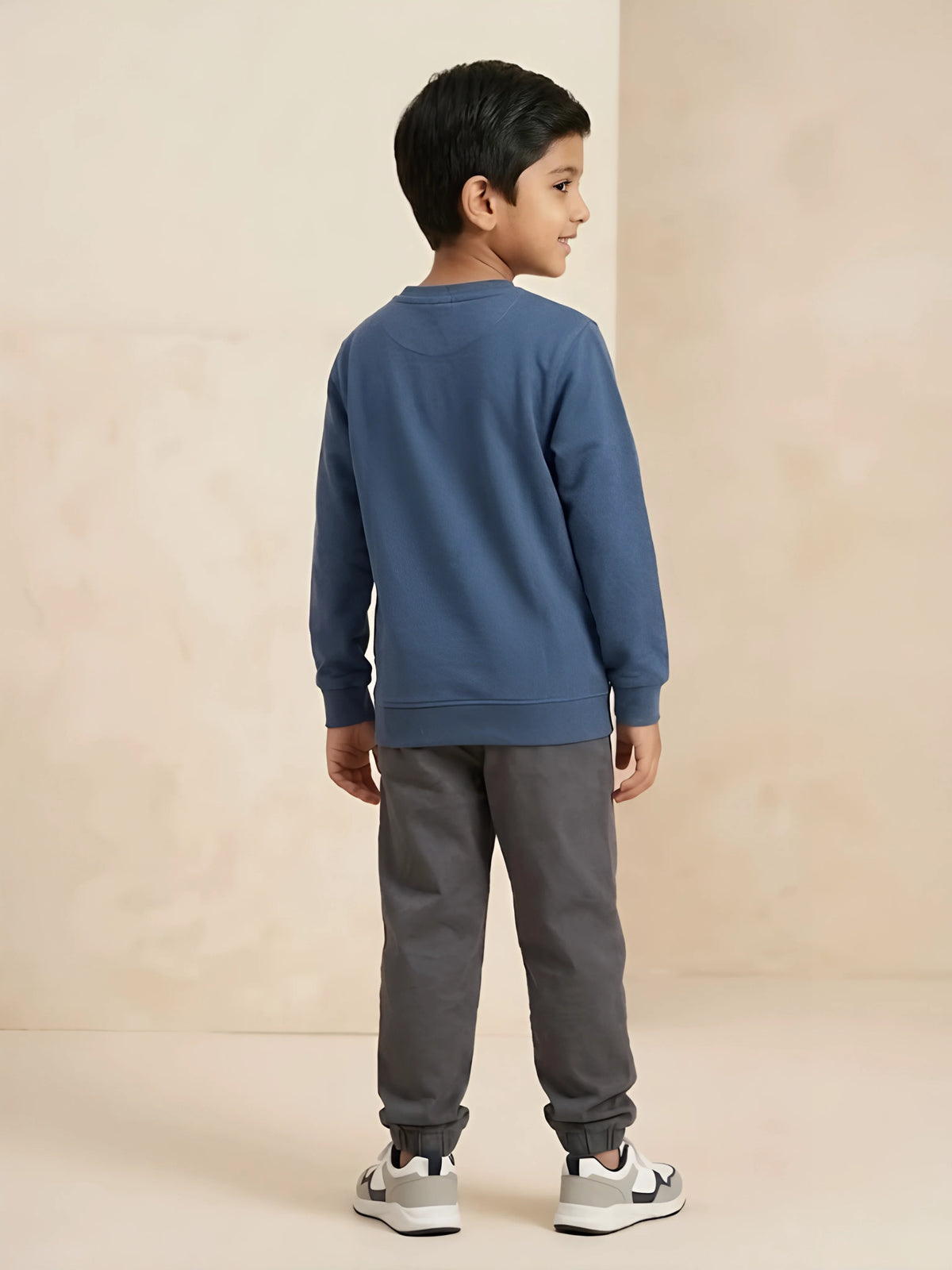 Navy Blue Graphic Printed Cotton T-Shirt Kids Wear