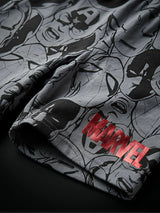 Boys Grey Marvel Print Co-ord Set - Casual T-Shirt & Shorts