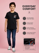 Boys Classic Black Graphic Cotton T-Shirt