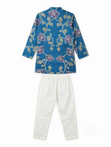 Boys Blue Printed Kurta Set
