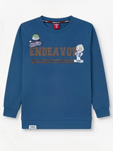 Navy Blue Graphic Printed Cotton T-Shirt Kids Wear