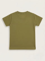 Boys Olive Green Spider-Man Graphic Printed T-Shirt