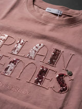 Girls Peach Graphic Casual Top