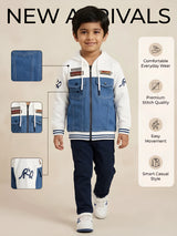 White Colorblock Hooded Racing Patch Jackets Daily Wear
