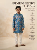Boys Blue Printed Kurta Set