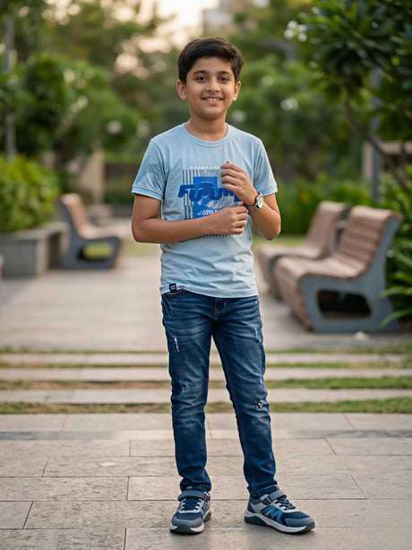 Boys Blue "FUTURE" Graphic Cotton T-Shirt