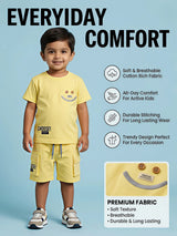 Boys Yellow Smile Graphic T-Shirt & Cargo Shorts Coordinate Set