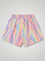 Girls Casual Pink Multicolor Swirl Print Daily Wear Shorts