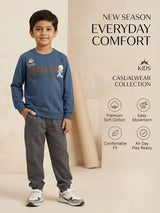 Navy Blue Graphic Printed Cotton T-Shirt Kids Wear
