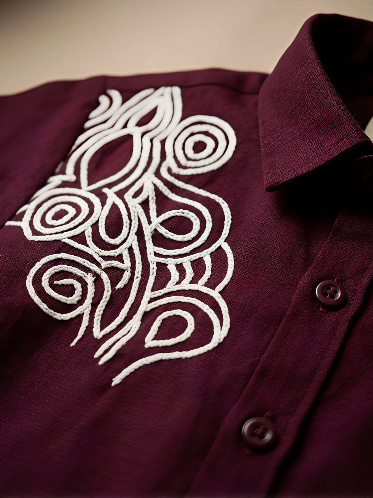 Boys Maroon Embroidered Shirt and Trousers