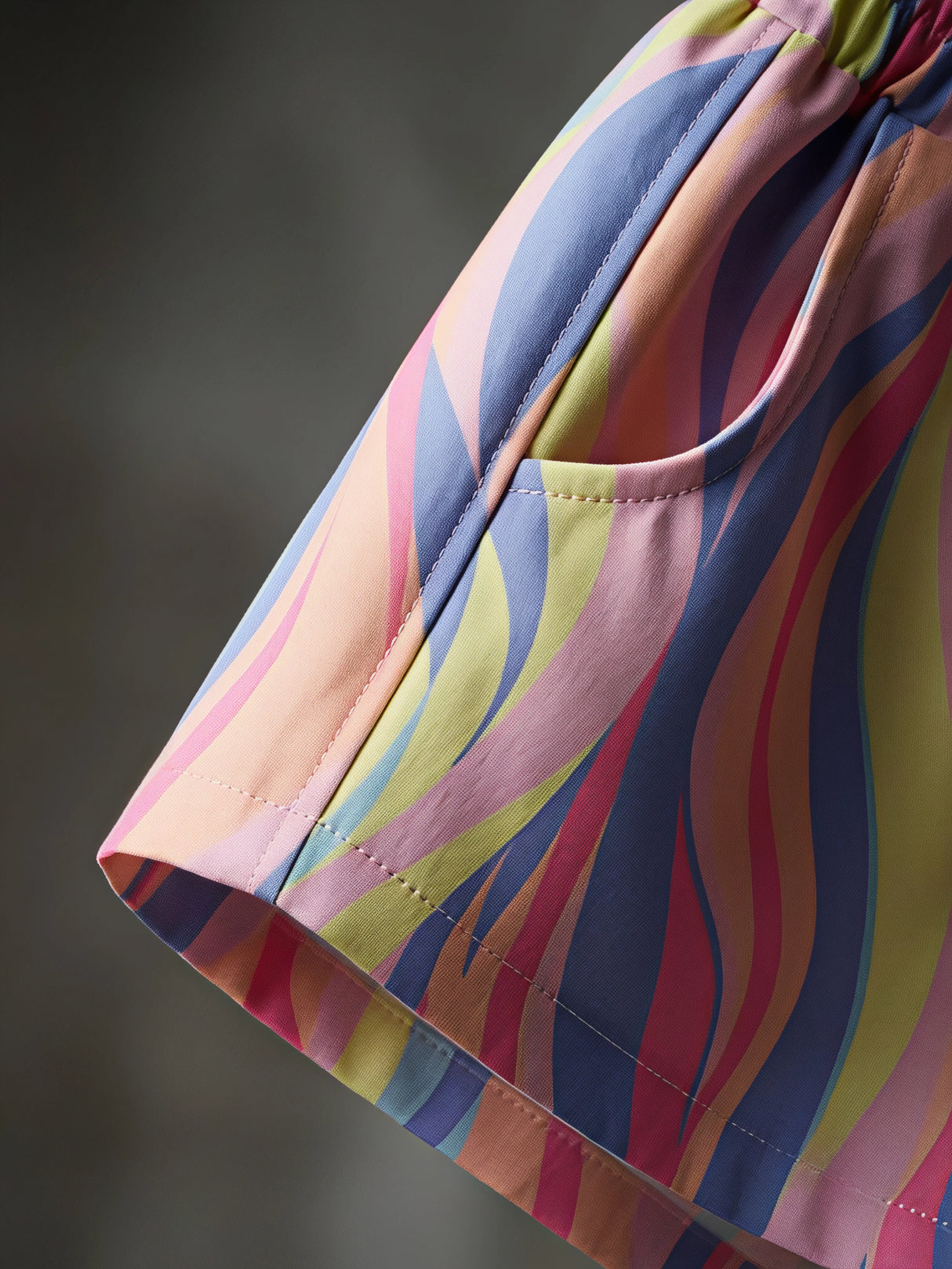Girls Casual Pink Multicolor Swirl Print Daily Wear Shorts