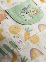 Infant Boys Green Printed Dungaree Set..