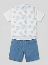 Boys Blue Leaf Print Co-ord Set with Shorts.