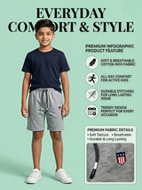 Boys' Premium Grey Cotton Knit Shorts - Casual Activewear