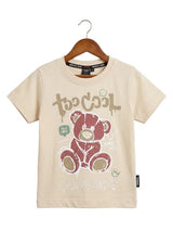 Boys Maroon Bear Print T-Shirt & Checkered Shorts Co-ord Set
