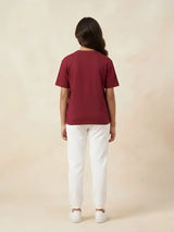 Girls Red Graphic Print Casual Tops