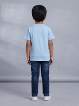 Boys Light Blue Mickey Mouse Printed T-Shirt