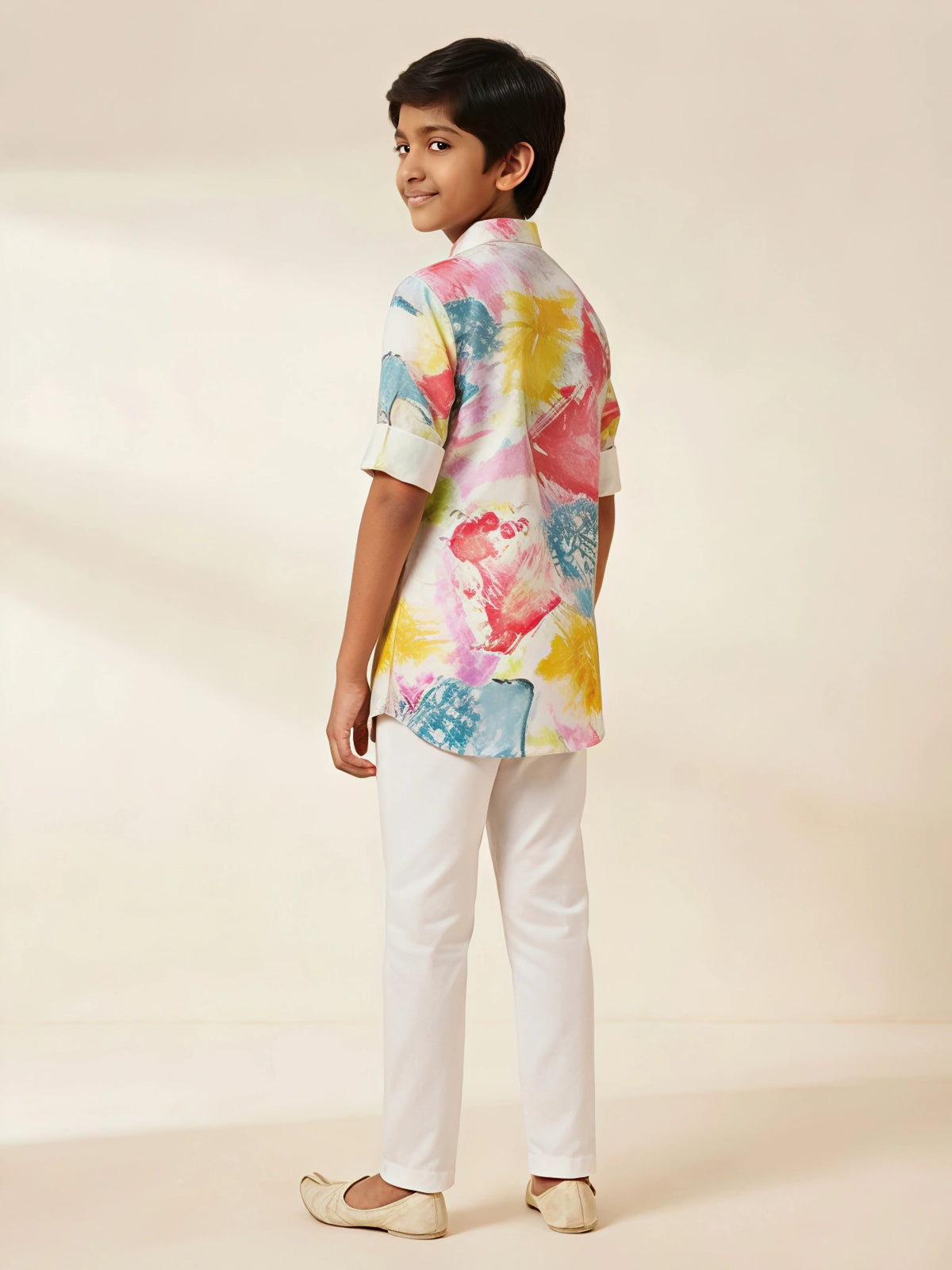 Multi Abstract Print Kurta Pajama Set for Boys