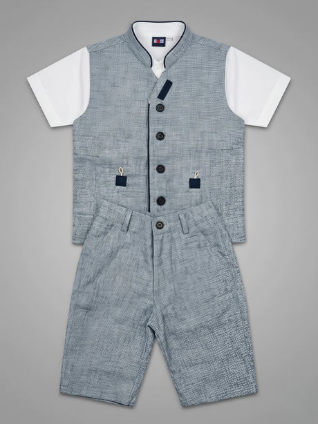 Boys Blue Waistcoat & Shorts Coordinate Set