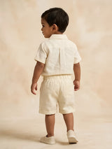 Yellow Solid Short Sleeve Cotton Boys Coordinate Set