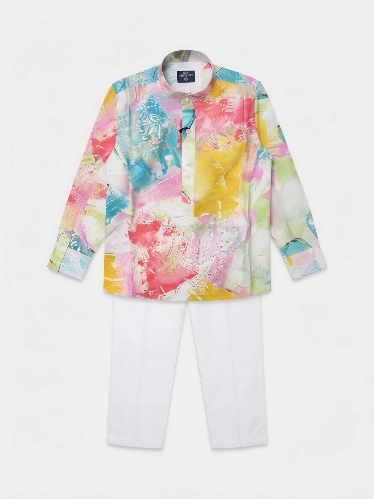Multi Abstract Print Kurta Pajama Set for Boys