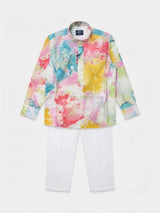 Multi Abstract Print Kurta Pajama Set for Boys